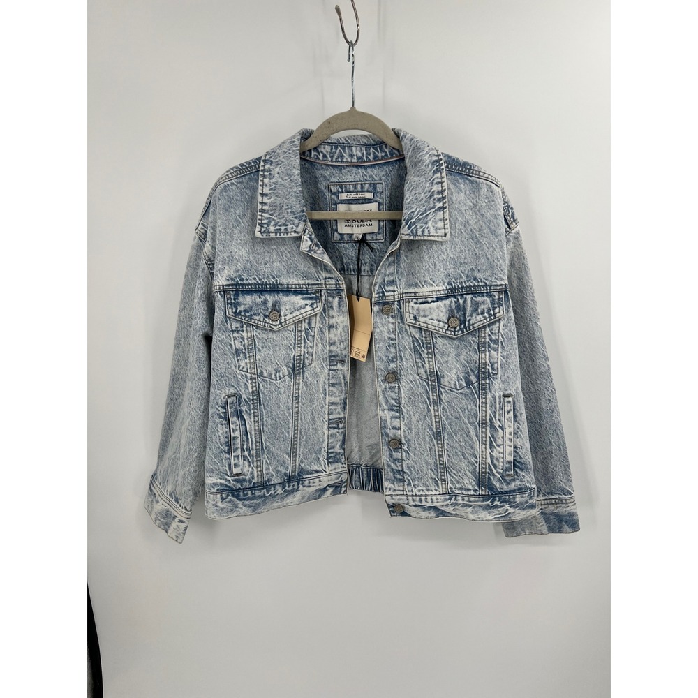 NWT Scotch & Soda Amsterdam Marfa Acid Wash Denim Trucker Jacket Sz XL
